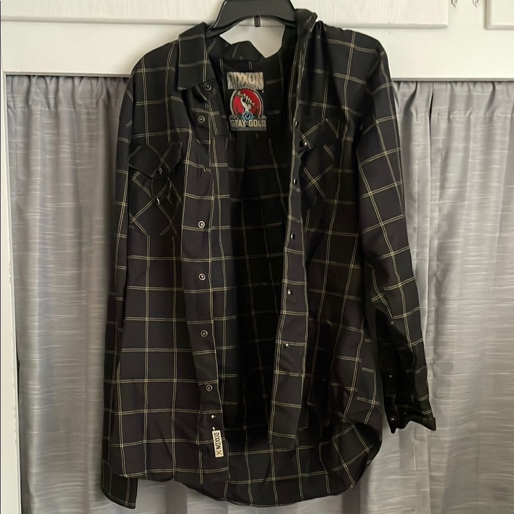 Black and Yellow Plaid Button-Up Shirt